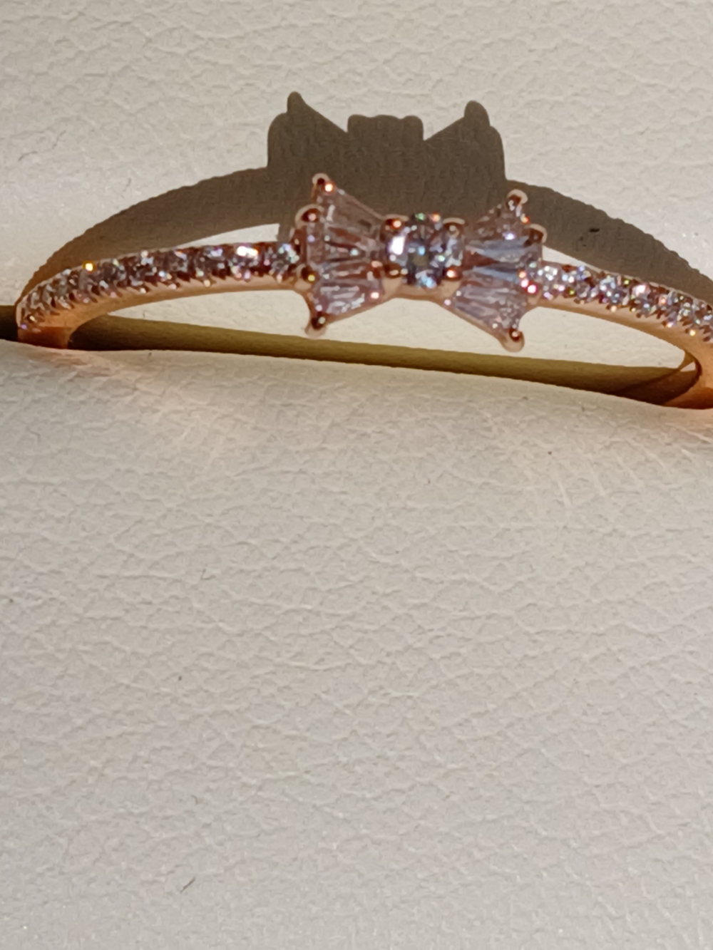 Ferkos 14k Rose Gold Baguette And Round Diamond Bow Ring